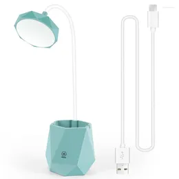 Table Lamps LED Lamp Eye-Caring Light Press Control 3 Level Dimmer USB Portable Charging Port With Pencil Holder For Office