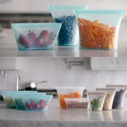 Silicone Food Storage Containers Set Fresh Bowl Cup Bag Reusable Stand Up Zips Shut Bag Fruit Vegetable Cup with Seal Organizer267I