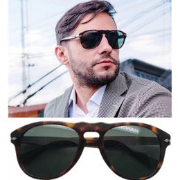 Luxury P Unisex UnFolding Pilot sunglasses for men UV400 55 plank HD green lenses driving goggles elastic nose bridge design comfo347G