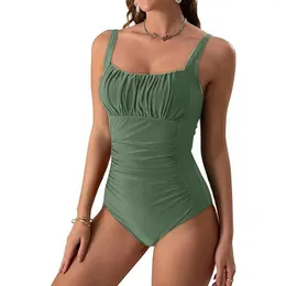 Women's Swimwear Sexy Puch Up Solid Bodysuit One Piece Bikini Summer Swimsuit Ruched Female Bathing Suit Beach Swim Wear