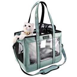 Carrier EDENPETZ Large Pet Dog Cat Carrier Bag Fashion Transparent Travel PU Shoulder 7KG Backpack Airline Approved Handbag