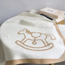 Luxury designer pony pattern blankets for newborn baby children high quality cotton shawl blanket size 100 100cm warm Christmas gi289Z