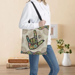 Shopping Bags Fashion Boho Style Women's Bag Foldable Bohemian Gesture Brand Designer College Student Canvas Totes Handbags Mujer