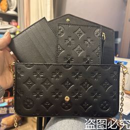 Borsa a busta tote a tracolla di alta qualità 3 pezzi Multi Felicie Pochette Borse a catena Palestra Donna Uomo M61276 Borsa a tracolla firmata Borse in pelle fiore marrone