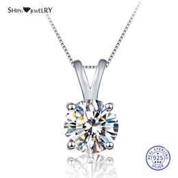 Shipei 100% 925 Sterling Silver Necklace Fine Jewellery 8mm Round Created Moissianite Pendant Necklace for Women Christmas Gift CX20293C