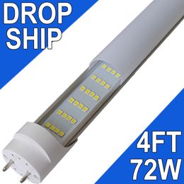 4 Ft T8 LED Tube Light 72W G13 Base 4 Rows 6500K Ballast Bypass Required, Dual-End Powered, 72W Replacements LED Bulb Lights, 7200 Lumens, AC 85-277V usastock