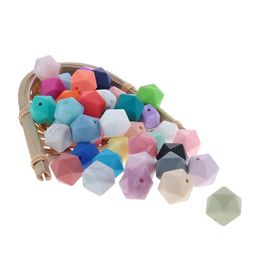 Silicone Beads Icosahedron 14mm 200pcs Baby Teething Jewellery Necklace Bead Hexagon Silicone Teethers DIY Food Grade BPA Free 240123