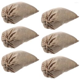 Storage Bags 6 Pcs With Drawstring Burlap Bag Grocery Shopping Vegetable Cloth Holding Sacks Linen Fruit Fabric Drawstrings Convenient