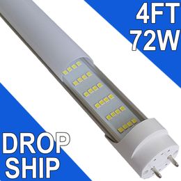 NO-RF RM Driver T8 LED 4FT Tube Light Bulbs 4 Rows Ballast Bypass Fluorescent Replacement, 6500K Cold White, 72W,Milky Cover Dual-end Powered Ballast Bypas usastock