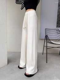 Women's Pants Solid Women High Waist White Knitted Autumn/Winter Full Length LOOSE Fashion Warm Trousers Ladies Elegant