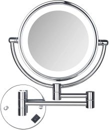 Mirrors 8 Inch 3x Magnification Wall Mounted Led Makeup Mirror with Double Sided 360° Vanity Mirror for Bathroom
