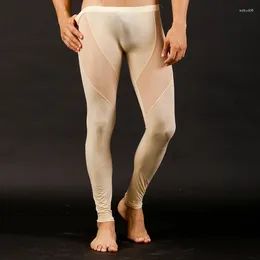 Men's Thermal Underwear Sexy Mens Men Transparent Mesh Long Johns See Through Leggings Pants Spandex Lounge Tights Comfortable Pyjamas