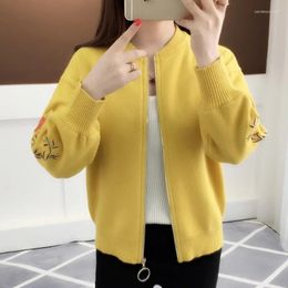 Women's Knits 2024 Autumn And Winter Knitted Cardigan Loose All-Match Embroidered Sweater