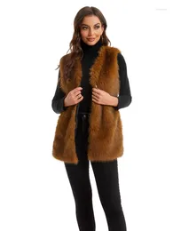 Women's Vests Autumn-winter Imitation Fur Vest Long For Warmth