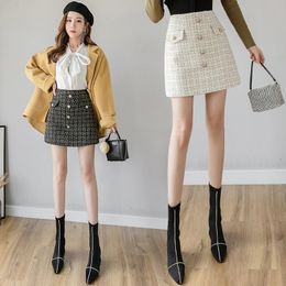 Ladies Small Fragrance Woolen Cloth Mini Skirt Women Clothes Woman Casual OL Skirts Girls Skirts Female Clothing BPy685-1 240124