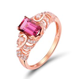 Ring women Rose Red Crystal Zircon Diamond Rose Gold Plated Ring girls Wedding Jewellery Birthday Party New Year Gift
