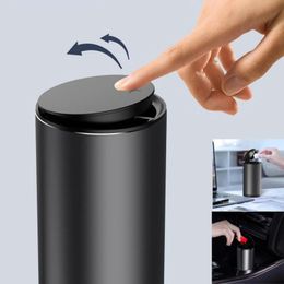 300ML Trash Can Alloy Garbage Car Dustbin Waste Rubbish Bin Storage Holder Bag Interior Accessories With 240119