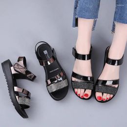 Sandals 2024 Summer Flats Women's Ladies Fashion Anti Slip Soft Bottom Middle-aged And Elderly Versatile Mother Beach Shoes