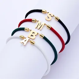 Link Bracelets 2024 Stainless Steel Initial Letter Bracelet For Women Couple Handmade Adjustable A-Z Rope Fashion Jewellery Gifts