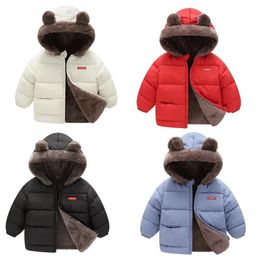 Baby Hooded Cotton Outerwear Childrens Thick Fleece Coat Cashmere Padded Jackets Boys Girls Warm Coats 15Y 240122