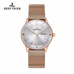 Reef Tiger RT Luxury Simple Watches For Men Rose Gold Automatic With Date Day Analog RGA8238 Wristwatches2814