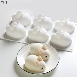 3D Rabbit Easter Bunny Silicone Mould Mousse Dessert Mould Cake Decorating Tools Jelly Baking Candy Chocolate Ice Cream Mould 210225256J