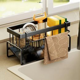 Kitchen Storage Accessories Sink Drain Rack Organiser Stainless Steel Shelf Soap Sponge Holder Dishcloth Towel Philtre Basket