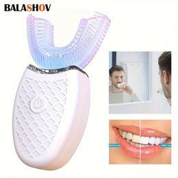 Revolutionize Your Oral Hygiene with the Electric Ultrasonic U-Shaped Toothbrush - 360° Mouth Cleansing, LED Light, Waterproof IPX7 Certified