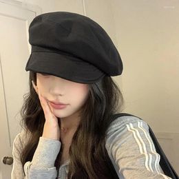 Berets Spring Autumn Hats For Women Solid Colour Octagonal Sboy Cap Girl Ladies Korean Vintage Painter Caps