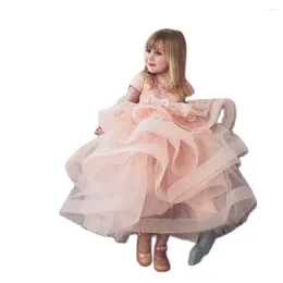 Girl Dresses Lovey Holy Lace Princess Flower Ball Gown First Communion For Girls Sleeveless Tulle Toddler Pageant Dresse