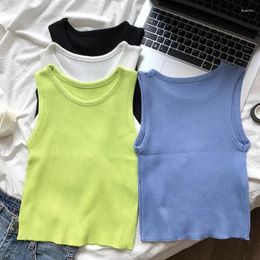 Women's Tanks Sleeveless Harajuku Basic Clothing Female Cute Y2K Streetwear Cami Vest Tee Bottom White Off Shoulder Halter Tank Top