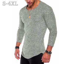 Plus Size S-4XL Slim Fit Sweater Men Spring Autumn Thin O-Neck Knitted Pullover Men Casual Solid Mens Sweaters Pull Homme 240124
