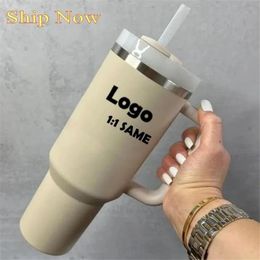 1Pc With LOGO 40OZ Mugs H2 0 Adventure Quencher Travel Tumbler Handle Beer Mug Water Bottle Coating Camping Cup vacuum Insulated D301l