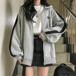 Women's Hoodies Women Retro Sweatshirt Autumn Plush Coat Korean Fashion Casual Solid Colour Zipper Girl Long Sleeve Y2k Clothes
