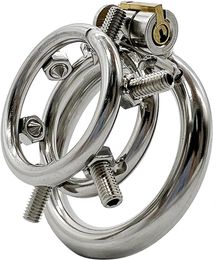 Flat Chastity Cage Stainless Steel Chastity Lock for Men Penis Cage Man Dark Lock Design Good Concealment Penis Cage for Men Couples Bondage SM Sex Toys (45mm/1.77in)