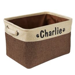 Accessories Personalised Pet Dog Toy Storage Basket Dog Canvas Bag Foldable Pet Toys Linen Storage Box Bins Dog Accessories Pet Supplies