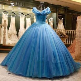 Cinderella Ball Gown Quinceanera Dresses Off Shoulder Lace Up Sweet 16 Prom Dress 2022 Girl Party Gowns298o