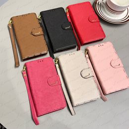 Luxury Phone Case for iPhone 15 14 Plus 13 12 11 Pro Max Premium Leather Full Protection Back Shell Lychee Grain Imprint Letter Flower Purse Magnet Door Cover