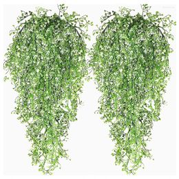 Decorative Flowers Artificial Plants Vines Wall Hanging Rattan Plastic Grass Fake Plant Leaf Wedding Party Decoration Ornaments For Home