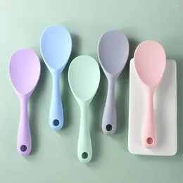 Spoons Rice Spoon Comfortable Grip Ergonomic Heat Resistance -grade Scoop Silica Gel Non-stick Long Handle For Kitchen