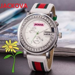 luxury women men big dial watch 45mm Fashion Full Diamonds Dress Watches Fabric Leather Strap Relogio Feminino Lady Quartz Wristwa216l