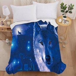 TOP QUAILTY 3D Blanket Wolf Animal Blue black Design Horse Soft Worm for Beds Sofa Plaid Fabric Air Conditioning Travel2749