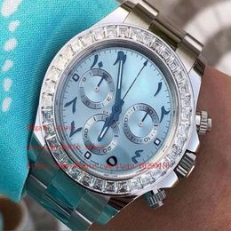 Super Quality version Men' s Wristwatches Arabic numeral ice blue dial 40mm Diamond bezel 116506 Premium 2813 mechanical301H