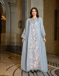 Luxury Embroidery Beading Sequins Muslim Dubai Evening Dress Abaya Fashion Kaftan Middle East Saudi Jalabiya Robe Muslim Turkish Long Dresses Ramadan