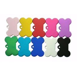 Tags Wholesale 100Pcs Personalised Bone Dog ID Tags Aluminium Customised Puppy Name Phone Plate Collar Accessories