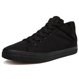 Black Sneakers Canvas Height Increasing 3cm Cool Young Male Footwear Breathable Cloth Mens Casual Shoes 240125