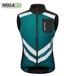 WOSAWE High Visibility Cycling Vest Wind Windbreaker Windproof Coat Breathable Reflective Sleeveless Jacket for Running Hiking 240123