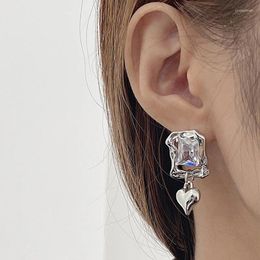 Stud Earrings 2024 Zircon Geometric Love Tassel High-end Temperament Light Luxury Jewellery Ins For Women