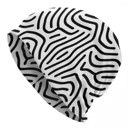 Berets Yayoi Kusama Black Lines Cap Abstract Art Casual Unisex Skullies Beanies Hat Summer Warm Multifunction Bonnet Knitting Hats