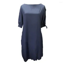 Casual Dresses Flowing Women Dress Soft Breathable Women's Knee Length Midi With Hollow Out Three Quarter Sleeves For Lady